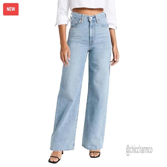 Wide Leg Straight Jeans High Waisted Stretchy Tummy Control Vintage